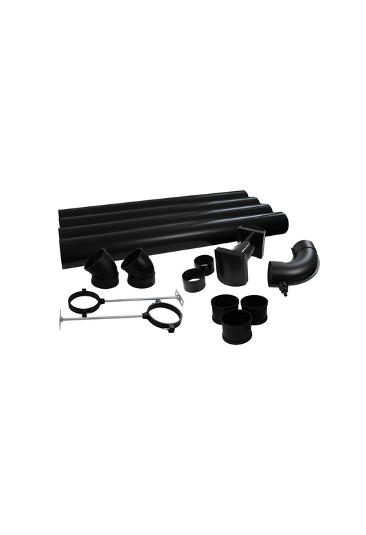 Täydellinen 110mm tuuletusputkipaketti suljettu ilmankierto 4m musta